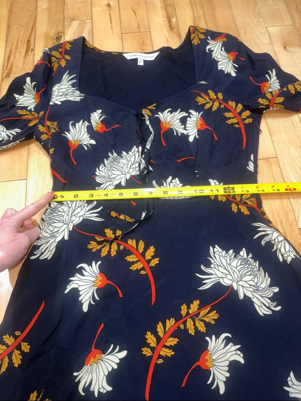 cupcakes & cashmere Navy Floral Tie-Front Long Sleeve Dress - Picture 6 of 9